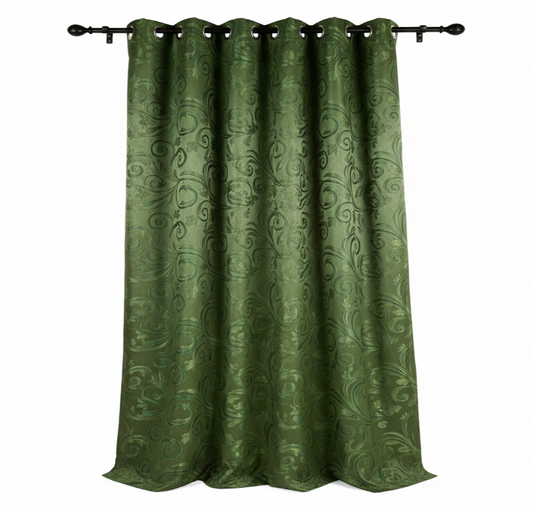 DANIELLE - Swirl  Grommet Panel Curtain BLACK OUT GREEN