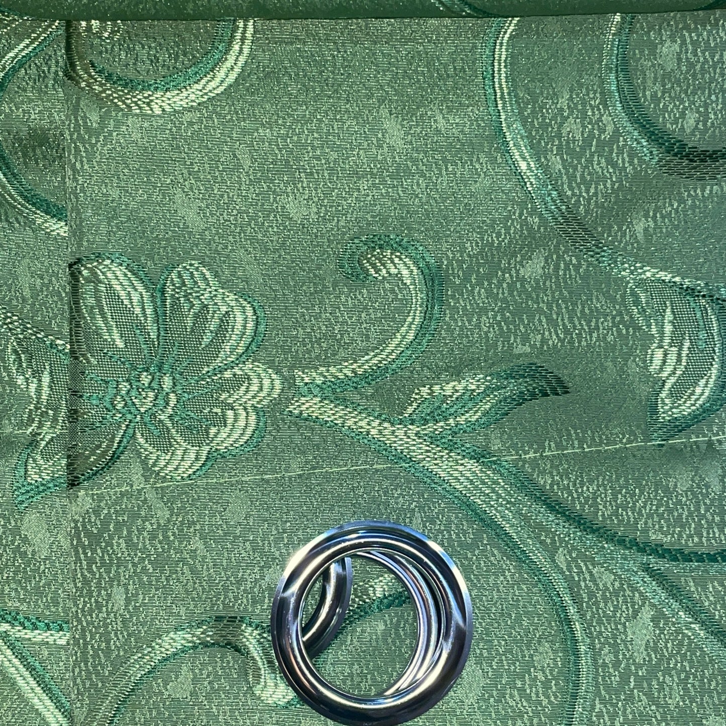 DANIELLE - FLOWER GREEN Grommet Panel Curtain BLACK OUT GREEN