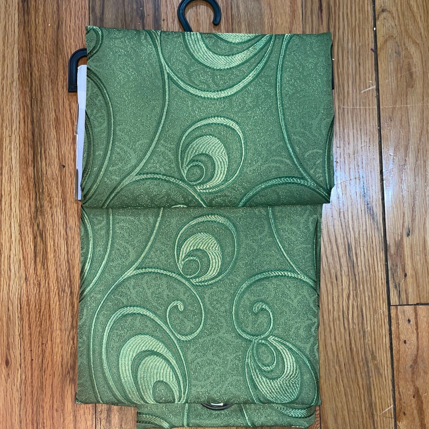 DANIELLE - CIRCLE SWIRL Grommet Panel Curtain BLACK OUT GREEN