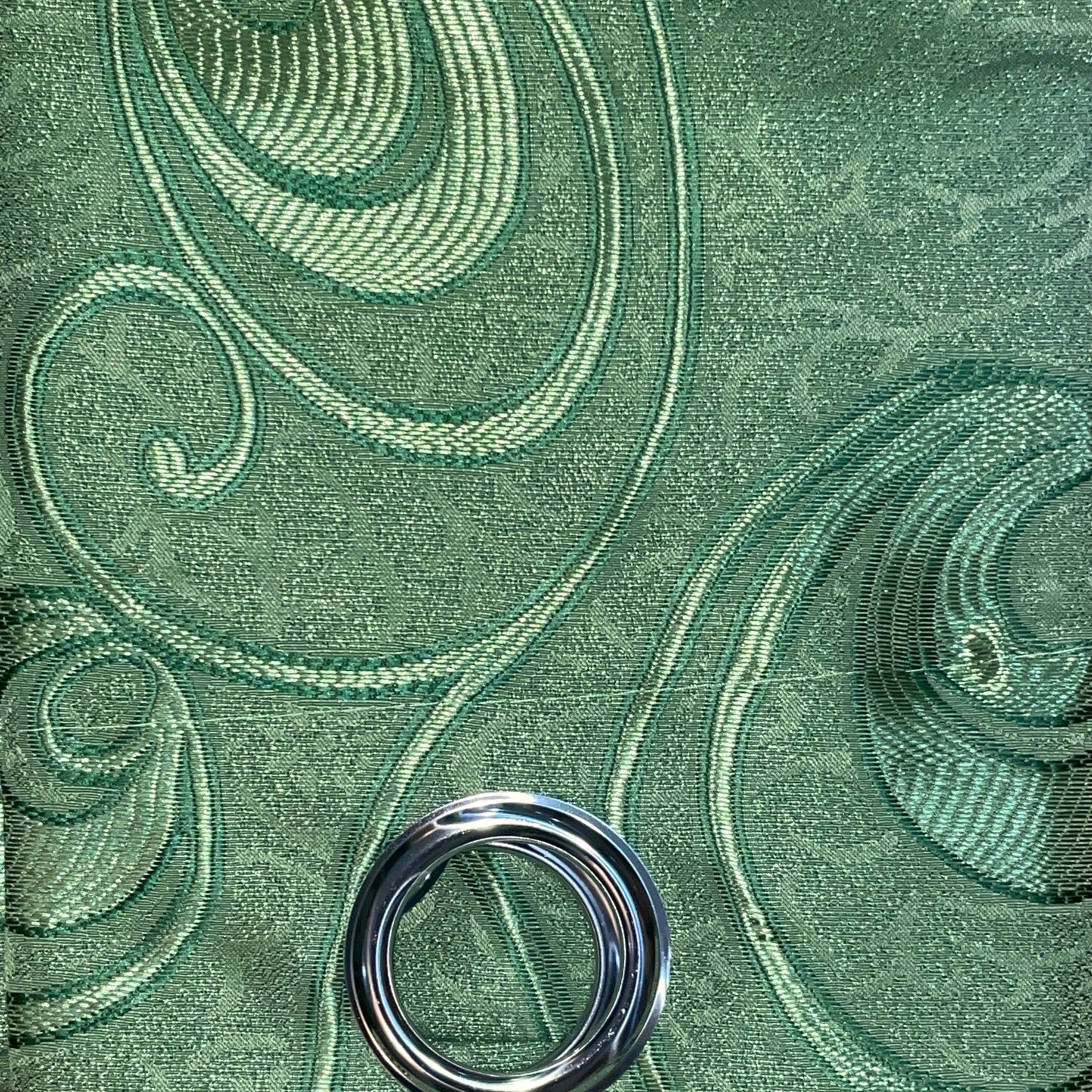 DANIELLE - CIRCLE SWIRL Grommet Panel Curtain BLACK OUT GREEN