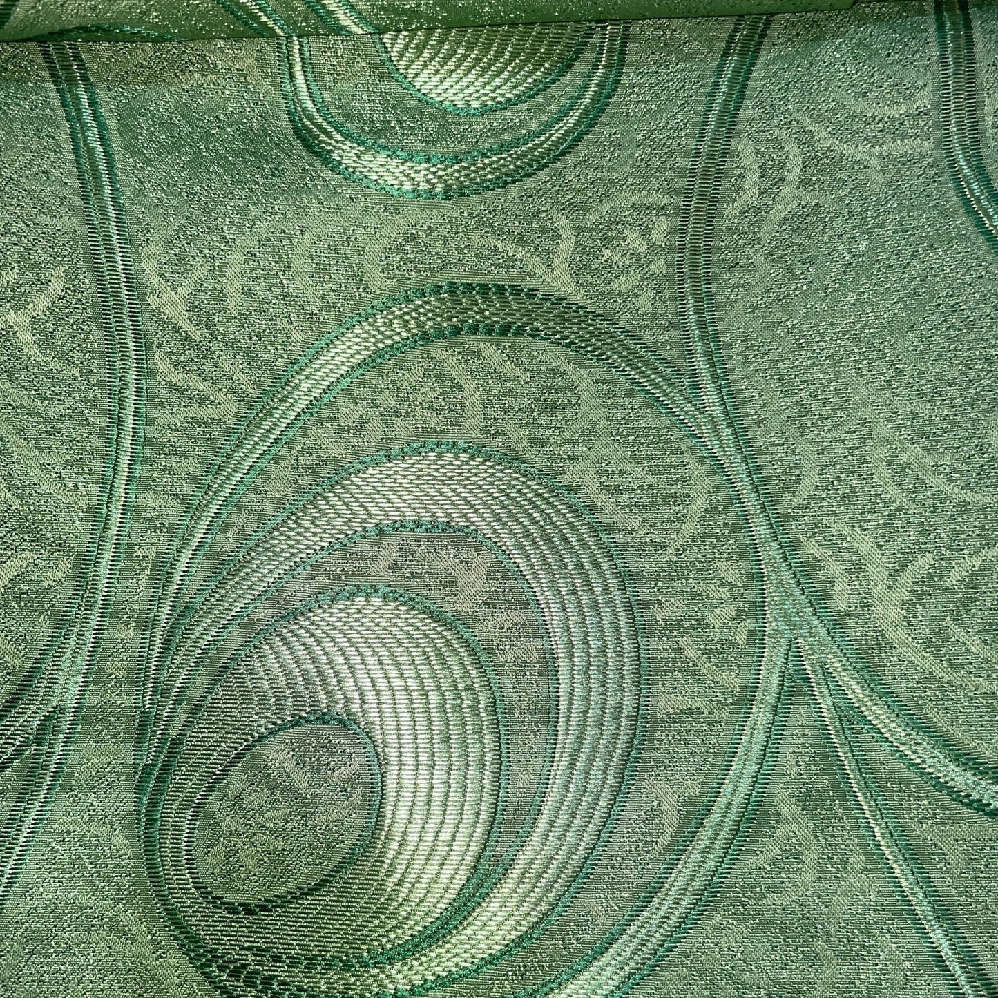 DANIELLE - CIRCLE SWIRL Grommet Panel Curtain BLACK OUT GREEN