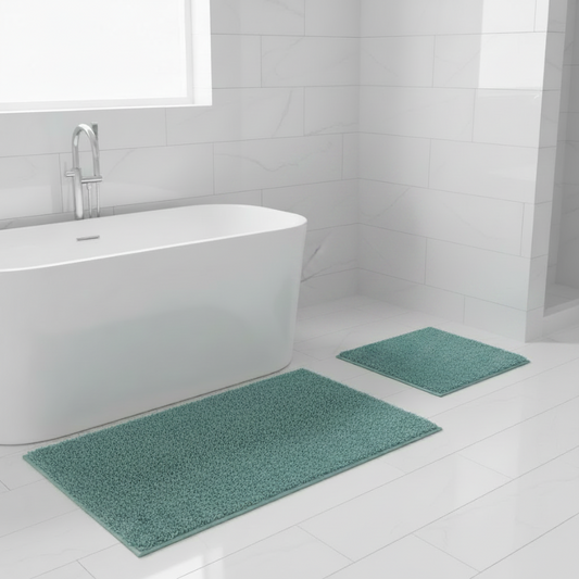 2 piece bathroom Mats Rug set Square  Soft  PANDORA AQUA BLUE