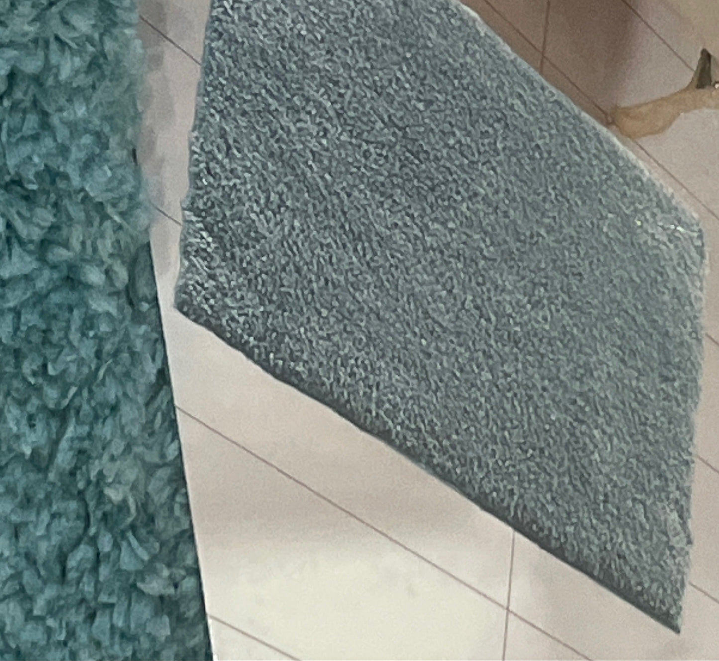 PANDORA  Square  Soft 2 piece bathroom Mats Rug set BLUE