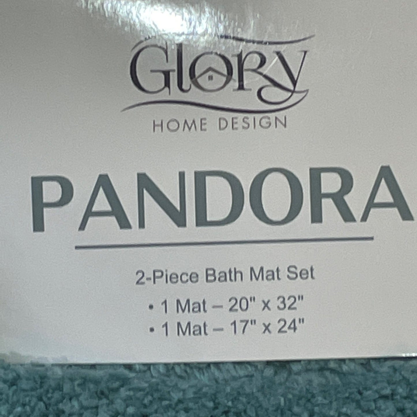 PANDORA  Square  Soft 2 piece bathroom Mats Rug set BLUE