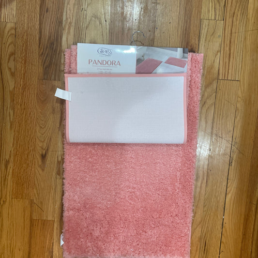 PANDORA  Square  Soft 2 piece bathroom Mats Rug set BLUE