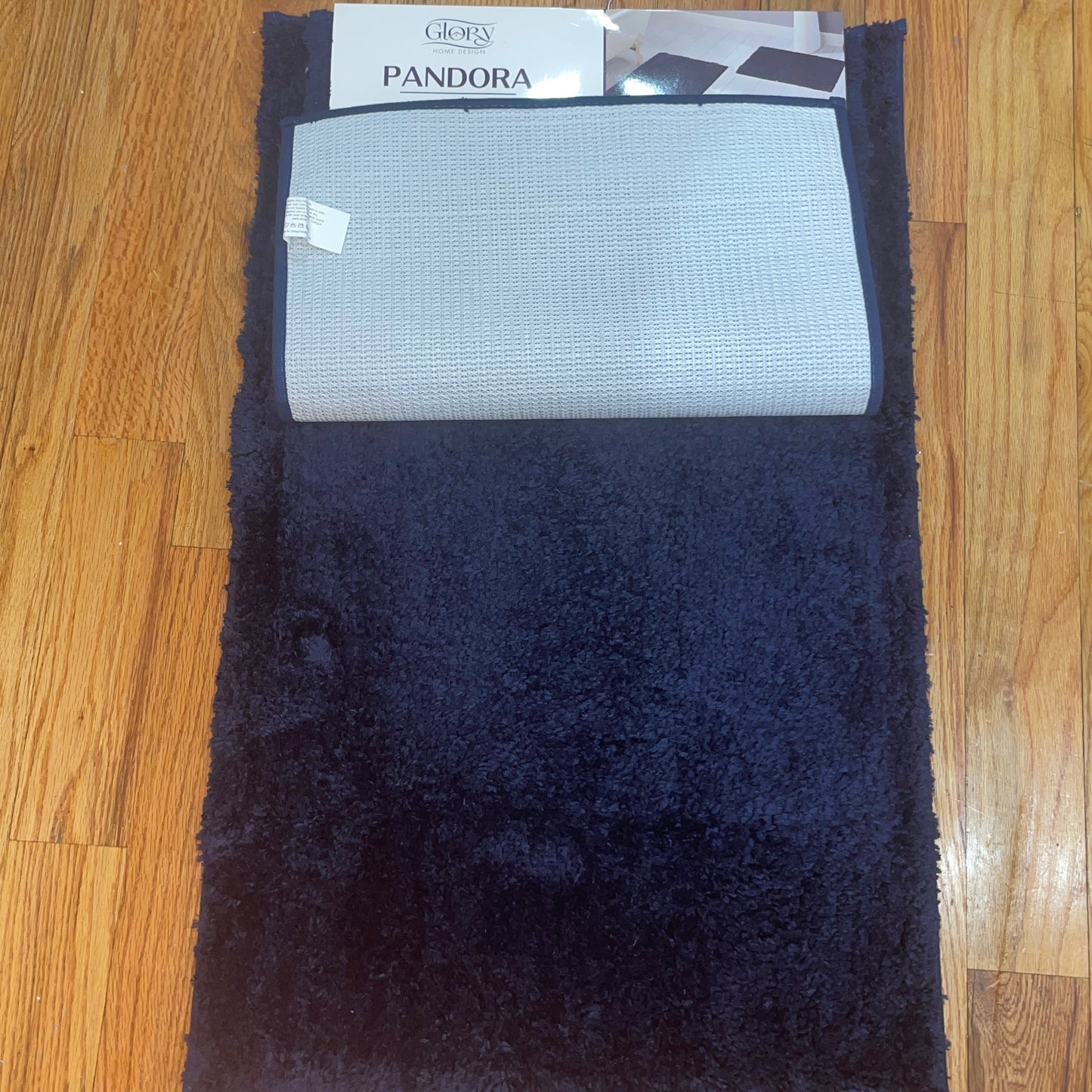 PANDORA  Square  Soft 2 piece bathroom Mats Rug set BLUE