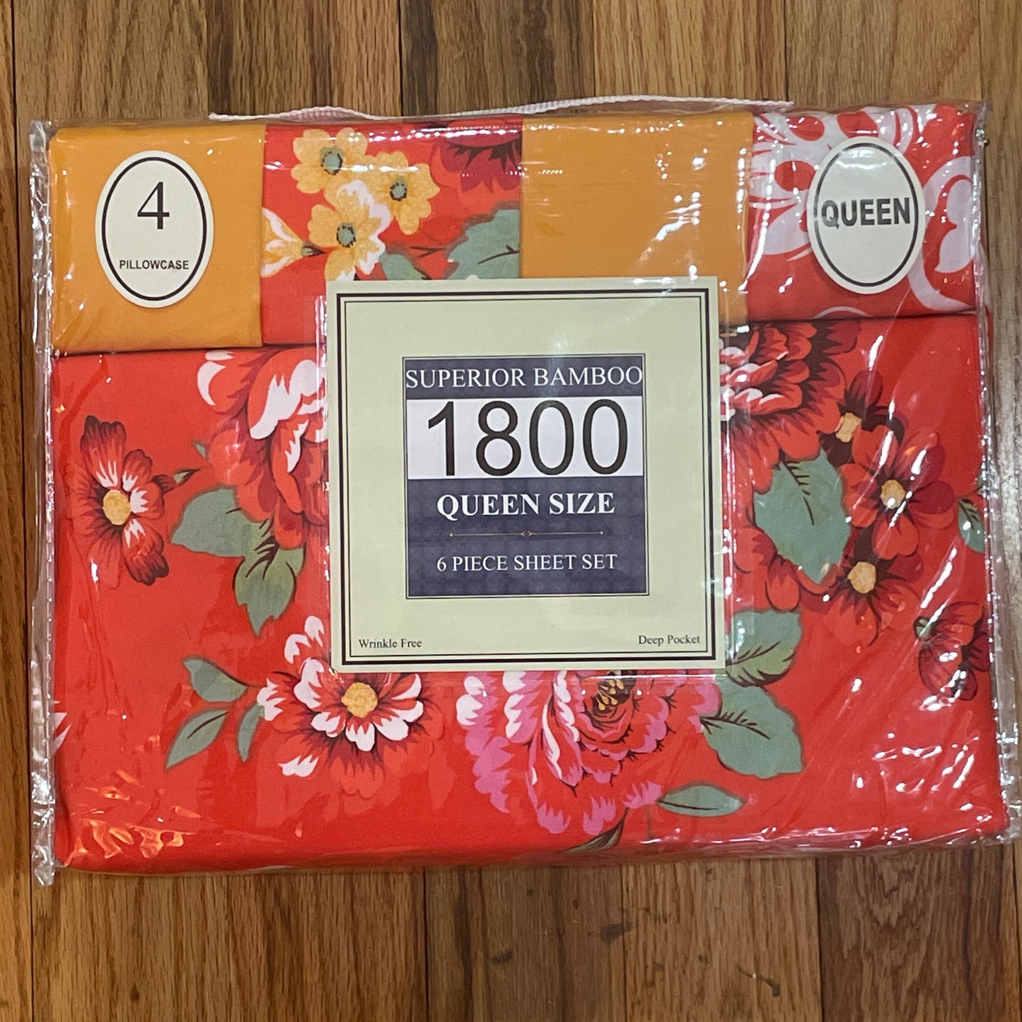 Luxury 6 Piece BAMBOO Sheet medallion QUEEN Orange