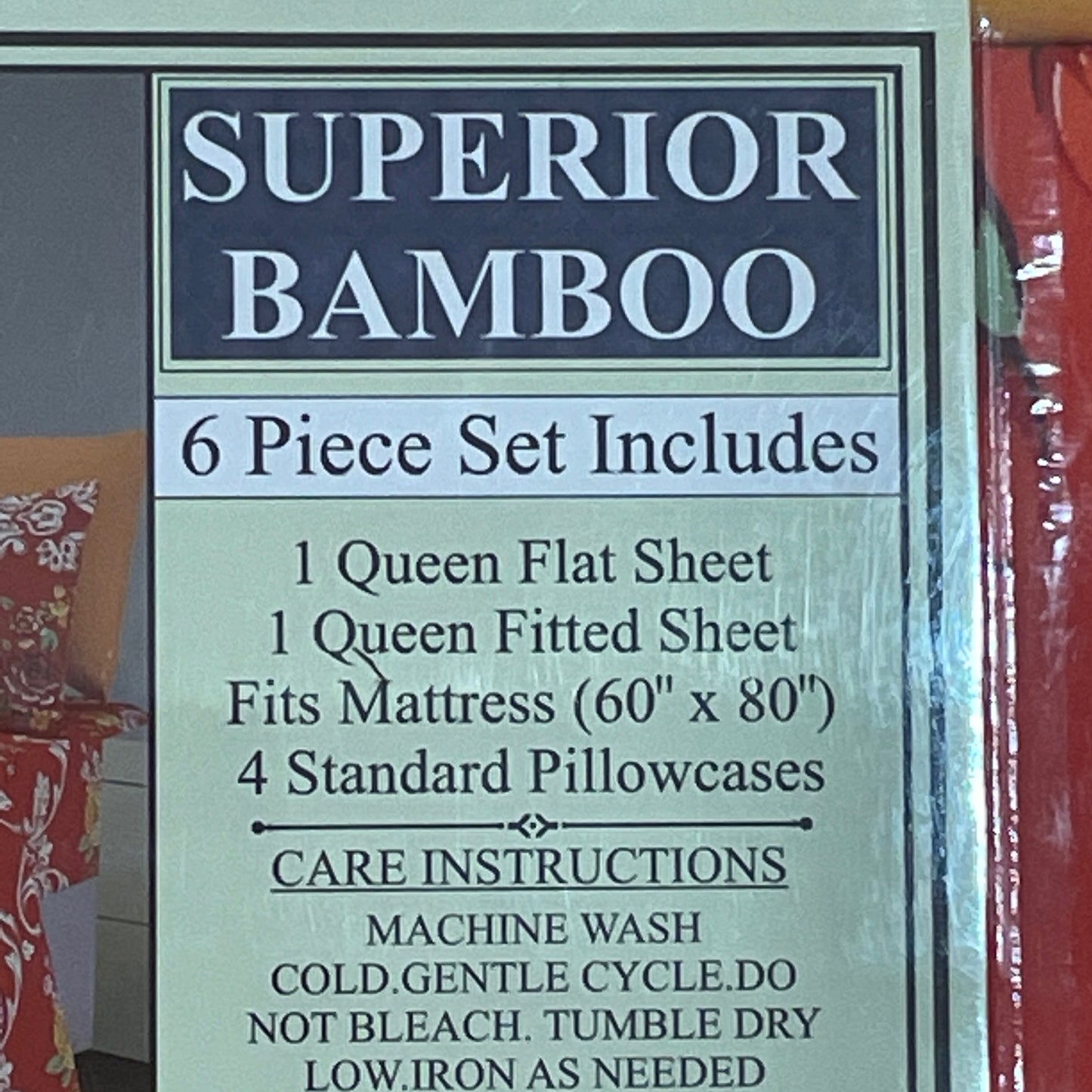 Luxury 6 Piece BAMBOO Sheet medallion QUEEN Orange