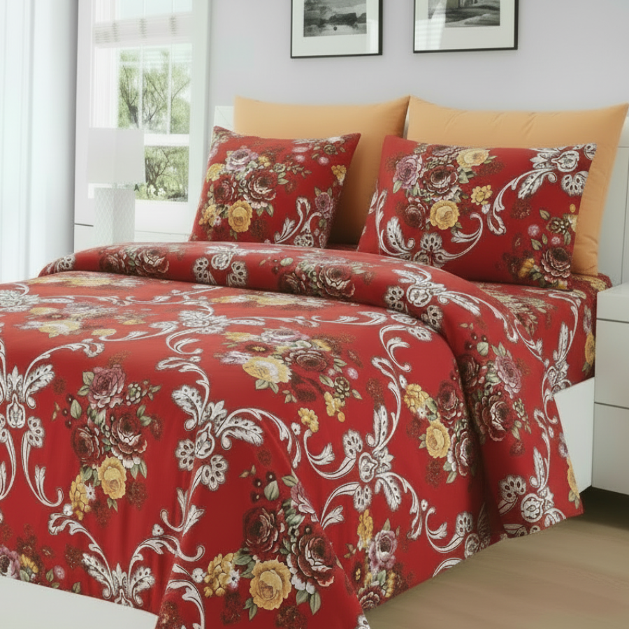 Luxury 6 Piece BAMBOO Sheet medallion QUEEN Orange