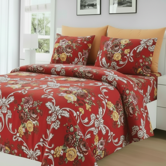 Luxury 6 Piece BAMBOO Sheet medallion QUEEN Orange