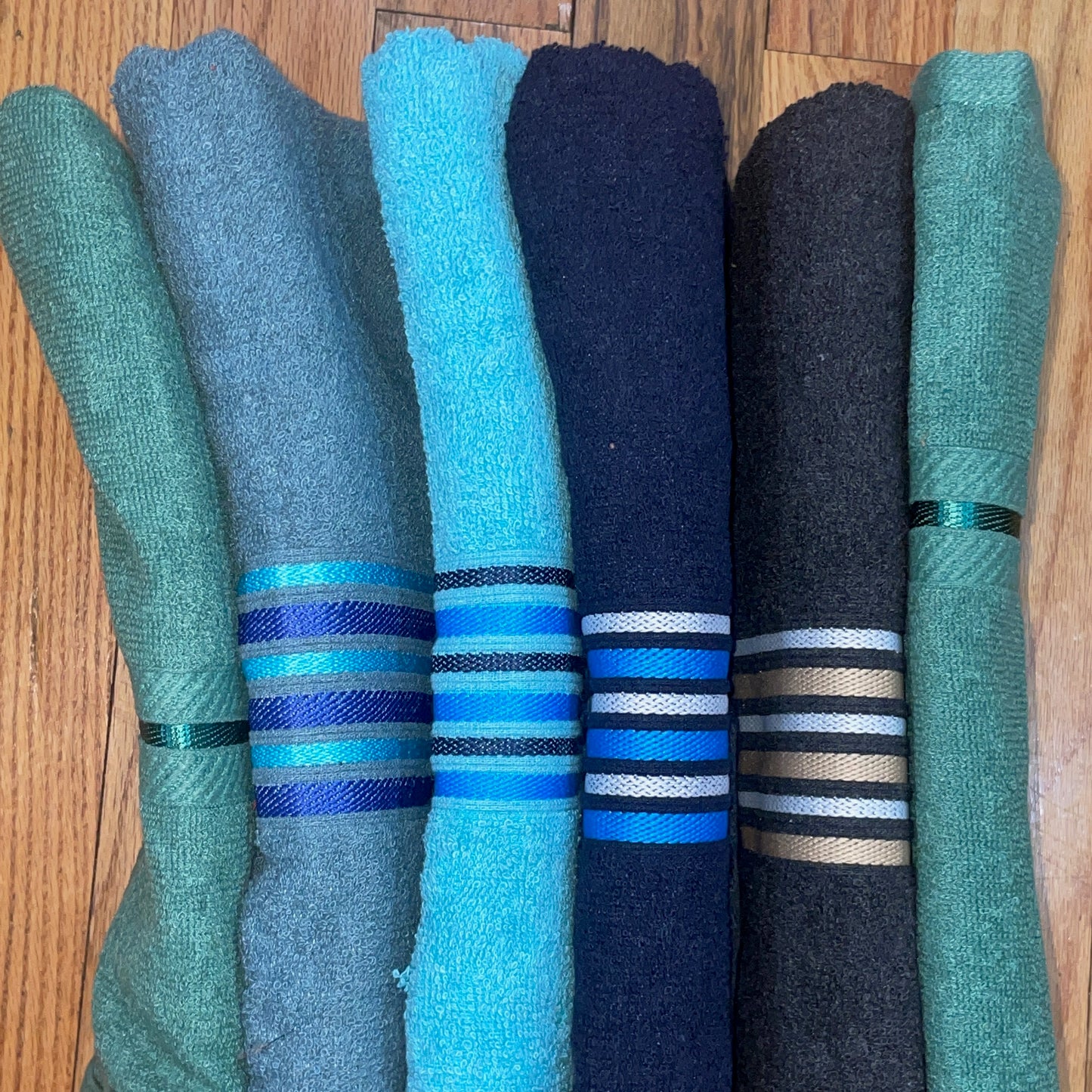 100% cotton Antimicrobial MID DARK color block STRIPE Towel Bath Towels