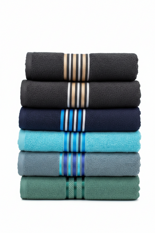 100% cotton Antimicrobial MID DARK color block STRIPE Towel Bath Towels