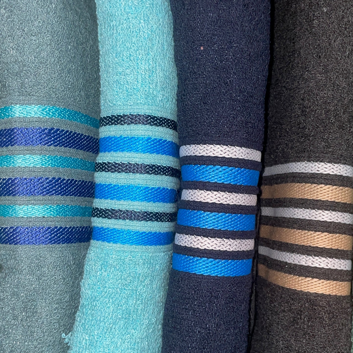 100% cotton Antimicrobial MID DARK color block STRIPE Towel Bath Towels