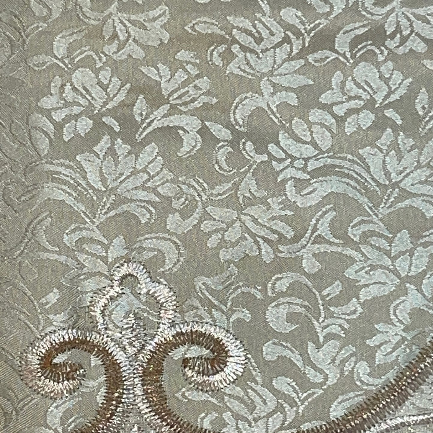 AMY GOLD Macrame jacquard  Pattern Panel Curtain w attached lace valance Gold
