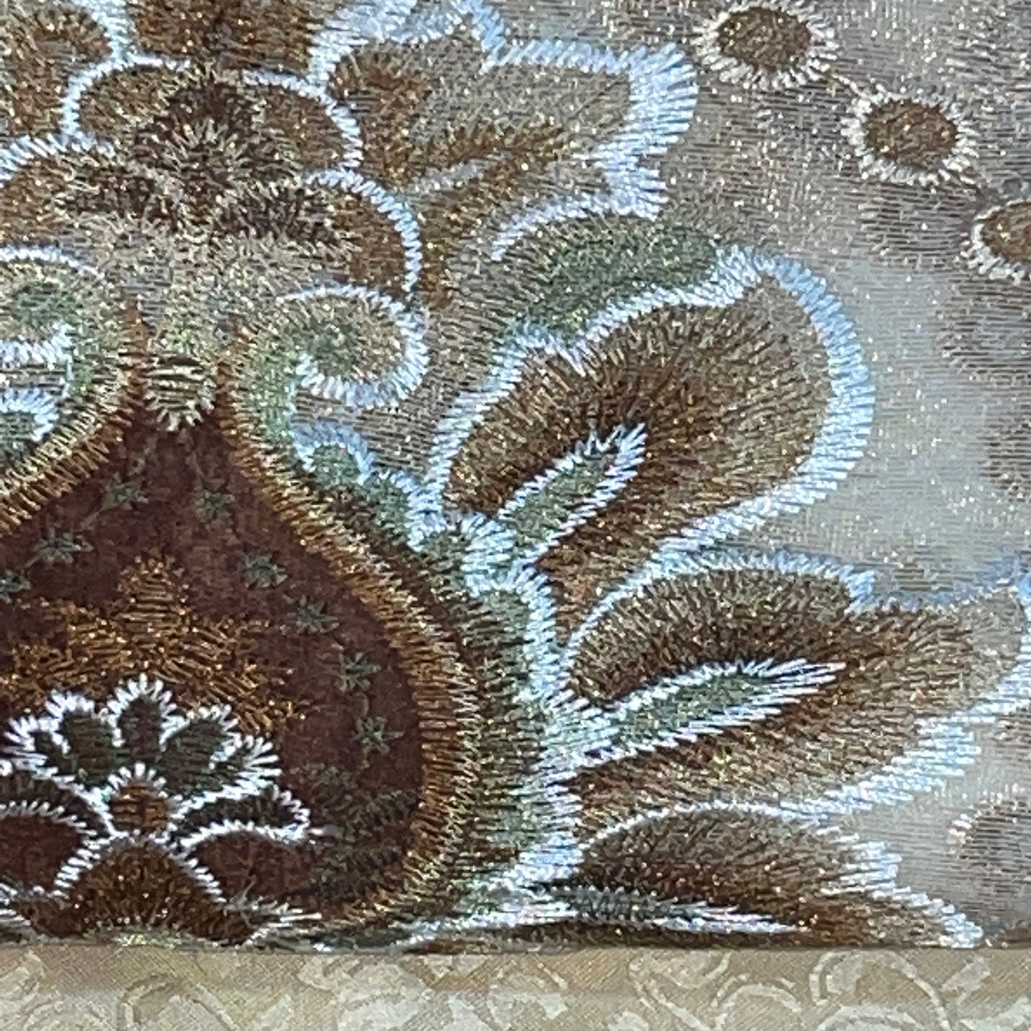 AMY GOLD Macrame jacquard  Pattern Panel Curtain w attached lace valance Gold