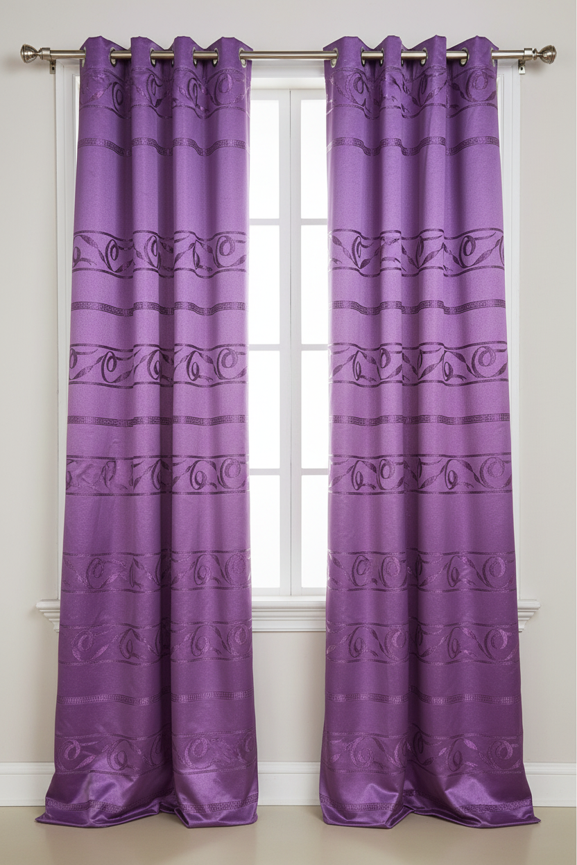 DANIELLE  Pattern Panel Curtain Grommet  Shimmer Patterned Purple