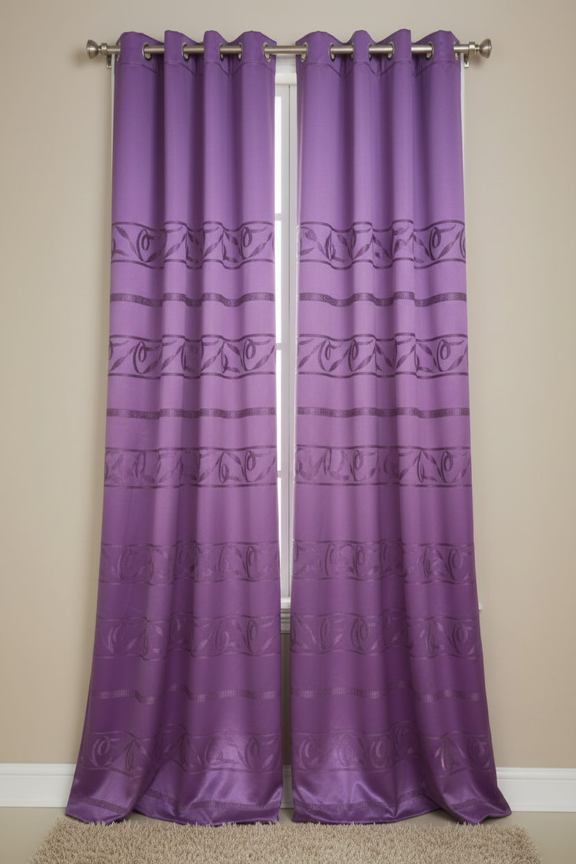 DANIELLE  Pattern Panel Curtain Grommet  Shimmer Patterned Purple