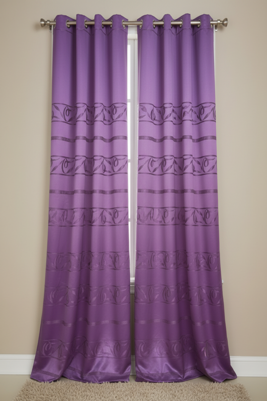DANIELLE  Pattern Panel Curtain Grommet  Shimmer Patterned Purple