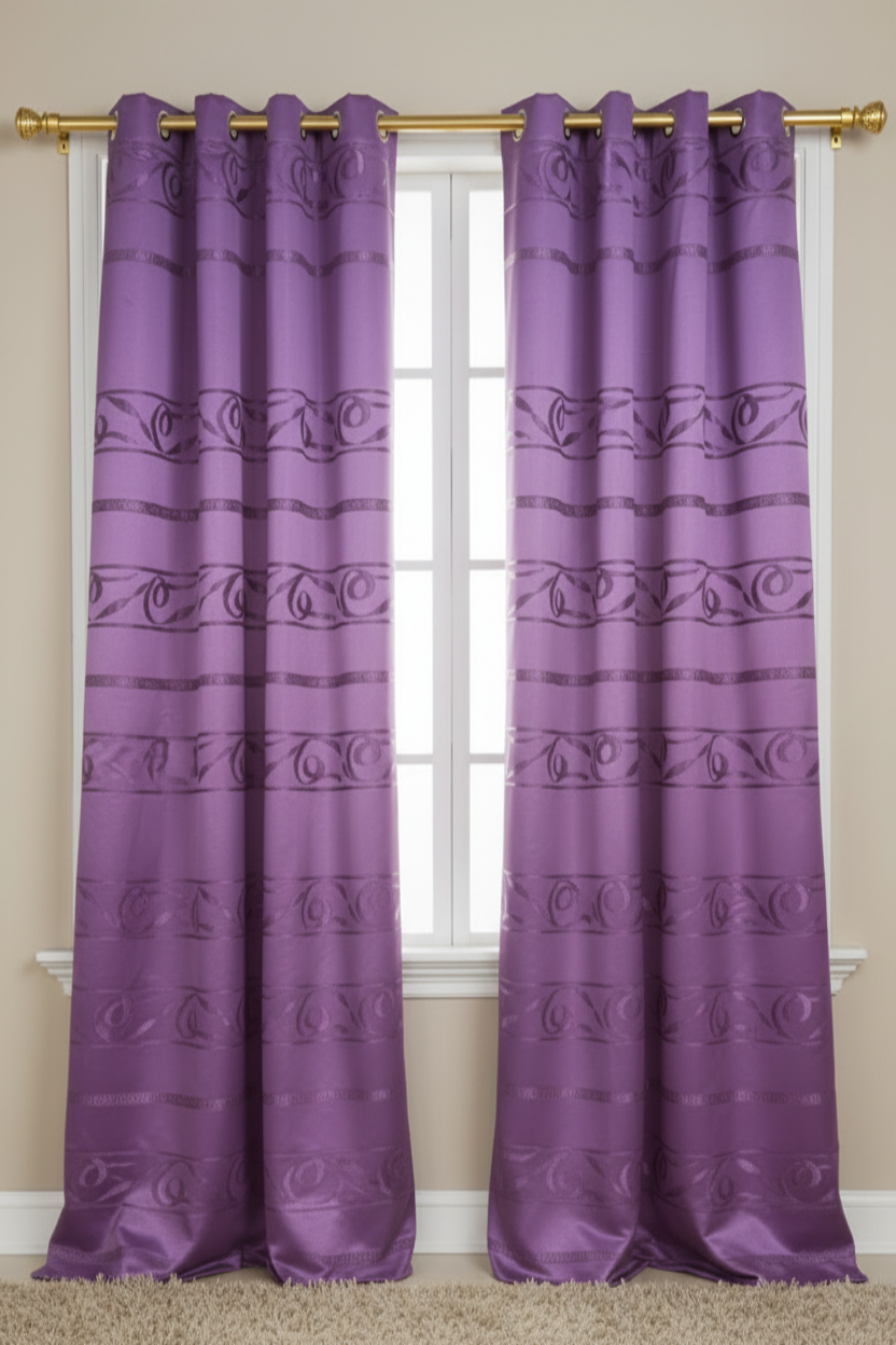 DANIELLE  Pattern Panel Curtain Grommet  Shimmer Patterned Purple