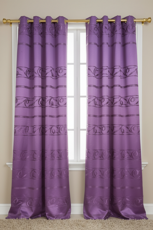 DANIELLE  Pattern Panel Curtain Grommet  Shimmer Patterned Purple