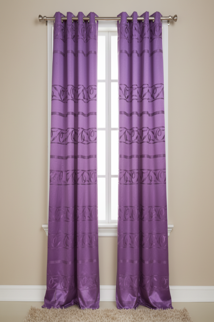 DANIELLE  Pattern Panel Curtain Grommet  Shimmer Patterned Purple