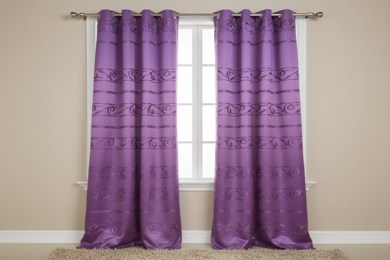 DANIELLE  Pattern Panel Curtain Grommet  Shimmer Patterned Purple