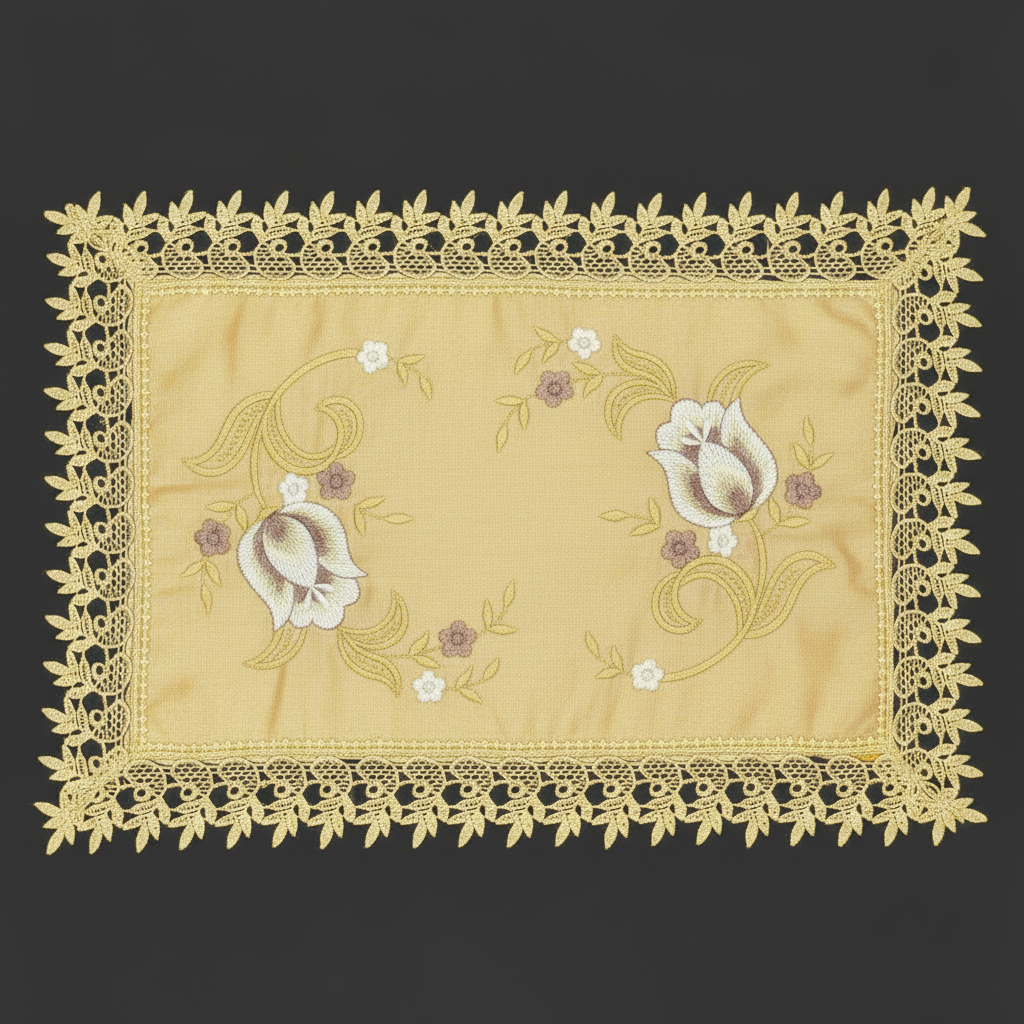 Embroidered floral design Table Runner Doilies Gold / Gold  TIFFANY