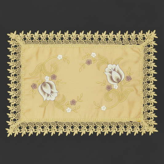 Embroidered floral design Table Runner Doilies Gold / Gold  TIFFANY