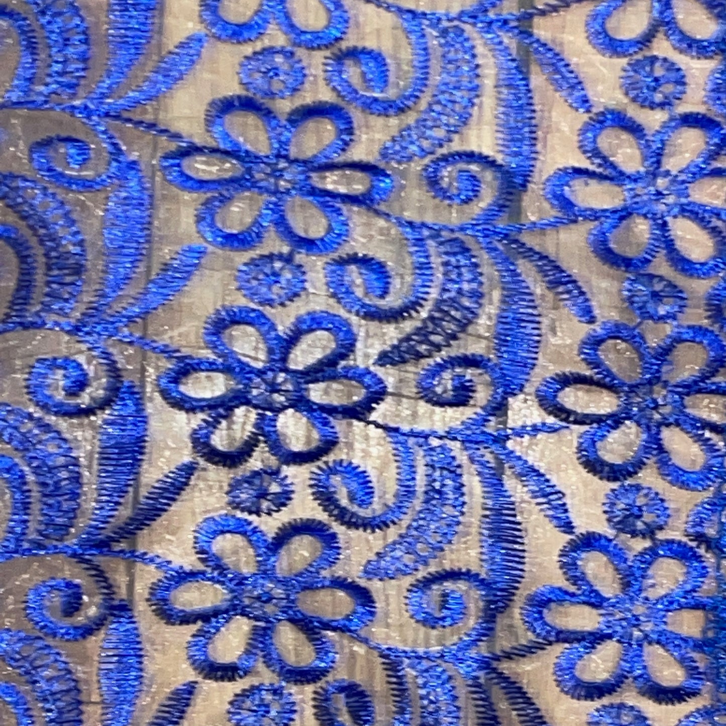 Embroidered floral design Table Runner 14x20 Royal Blue
