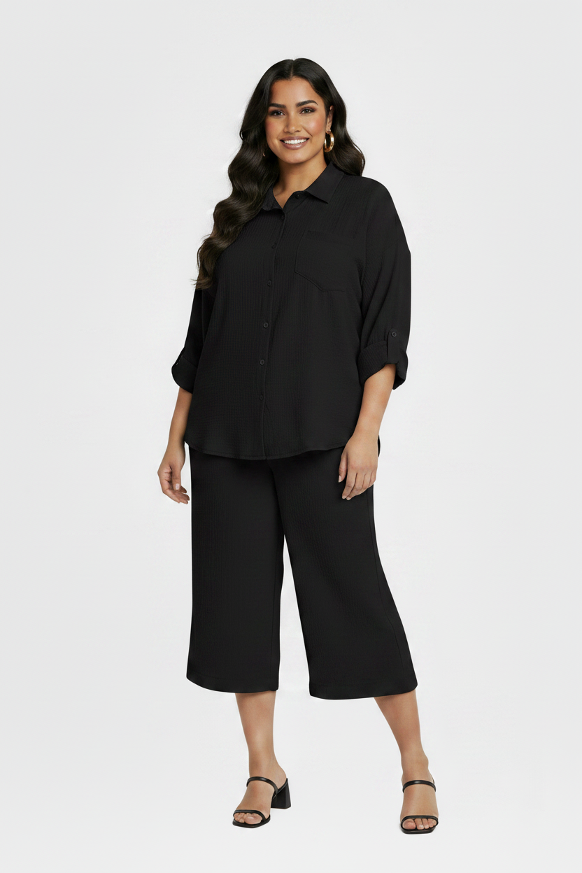 PLUS SIZE WOMEN'S 2 Piece Shirt w Capri Outfit Set