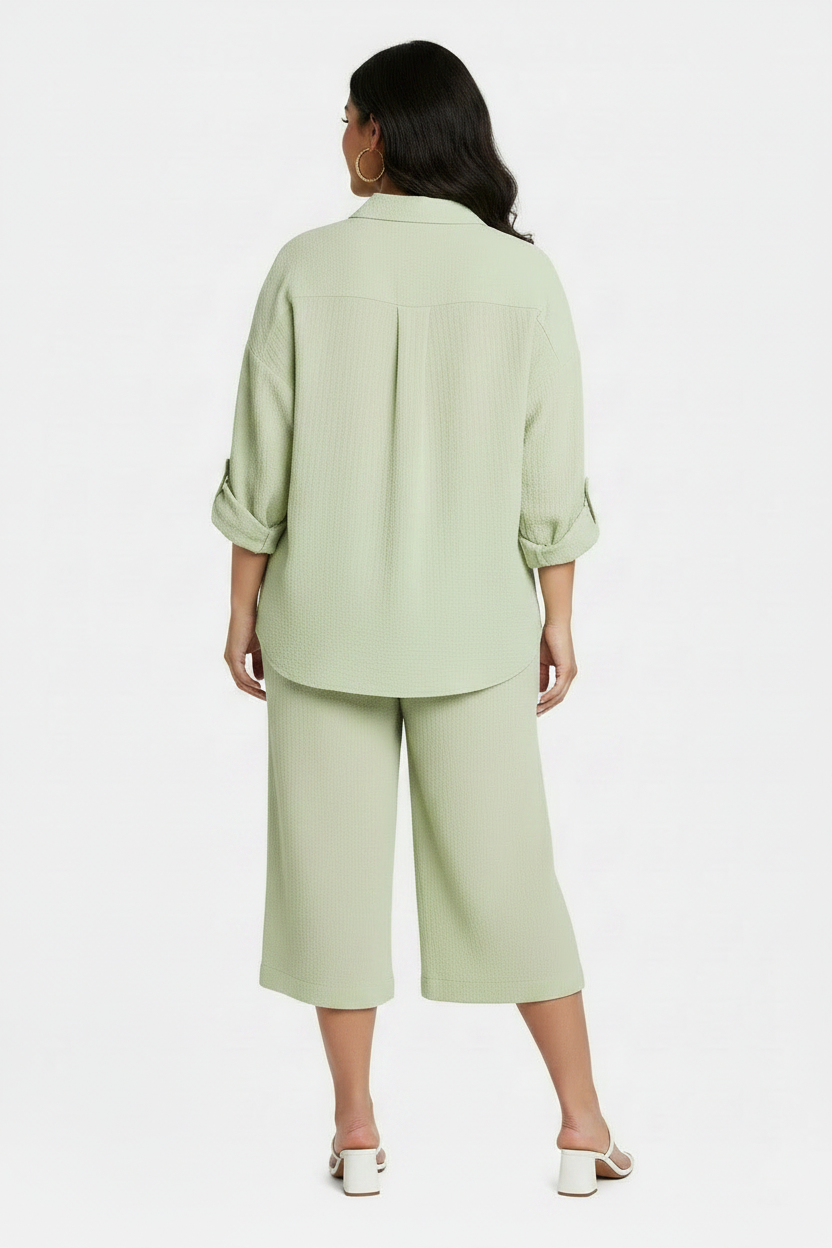 PLUS SIZE WOMEN'S 2 Piece Shirt w Capri Outfit Set
