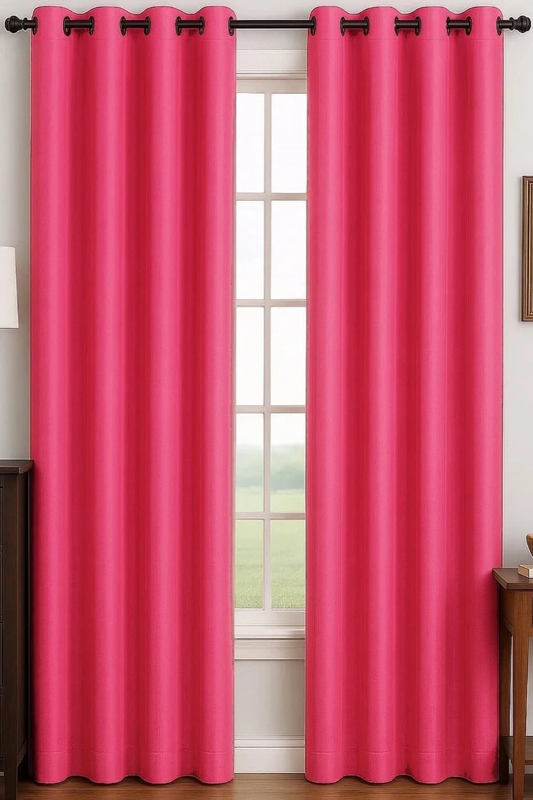 PEYTON FUSHIA DK PINK  Solid Black out  Grommet Panel