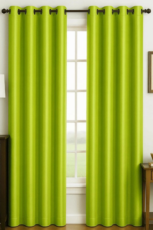 CHRISTINA LIME GREEN Faux silk  Grommet Panel Curtain