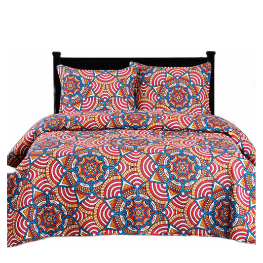 GT CHECK 3 Piece Quilt Set Medallion Pattern Print Orange  KING