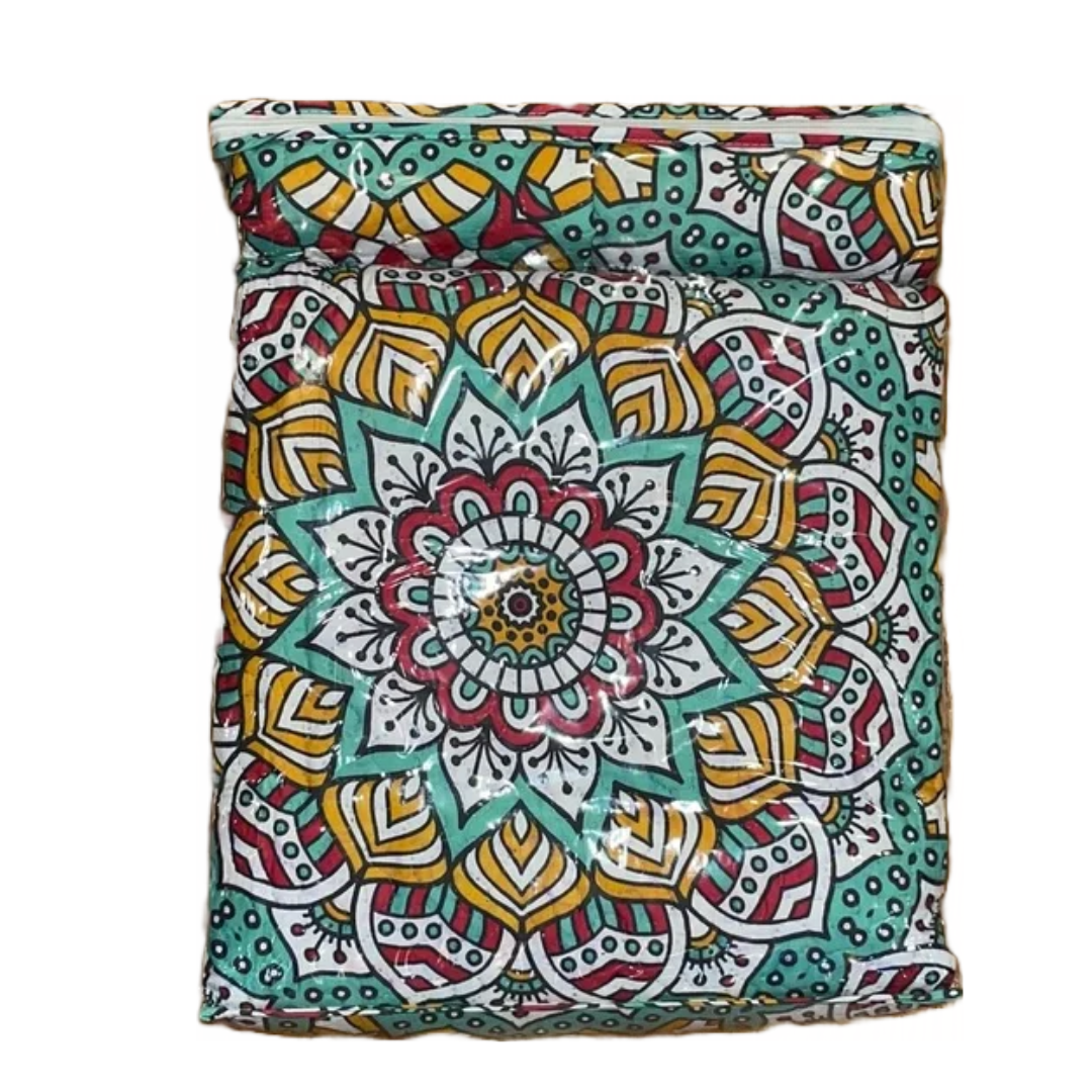 GT CHECK 3 Piece Quilt Set Medallion Pattern Print Green  KING