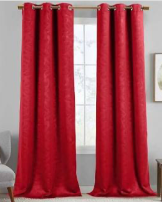 Christmas Holiday Red Shimmer Delicate lurex weave Black out  Curtain 54 X 84