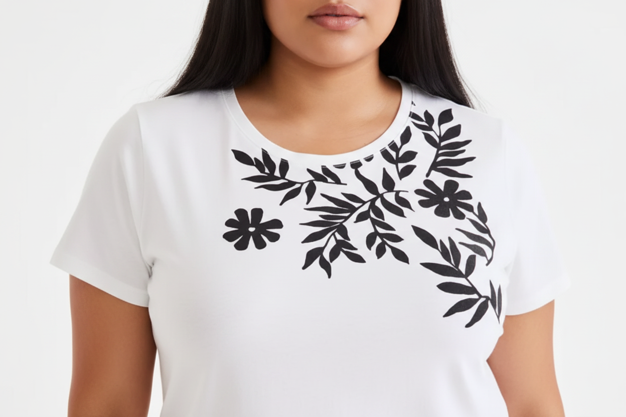 PLUS Size Women's Printed Crewneck Tee Floral Flower Leaf  Short sleeve T-Shirt
