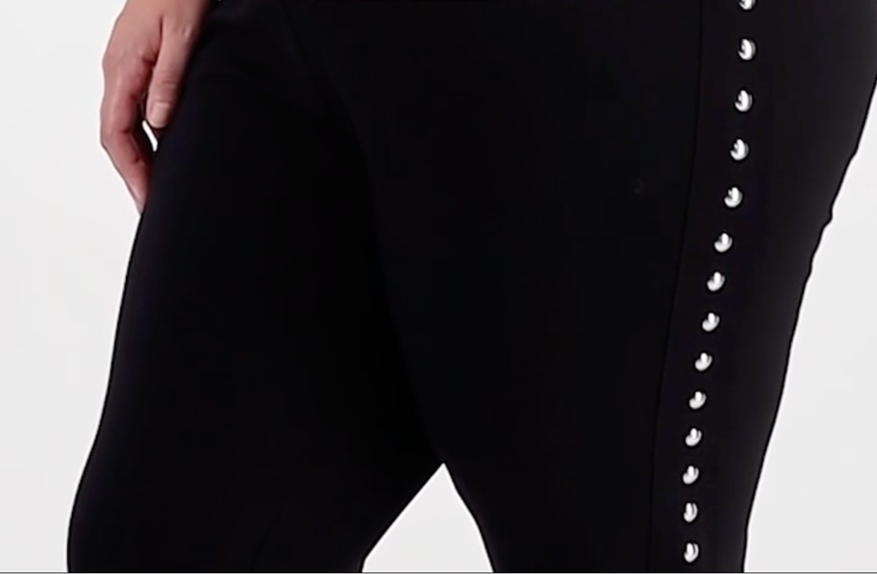 PLUS Size Women's Black Trendy Plus Size Studded Pull-On Bodycon Leggings