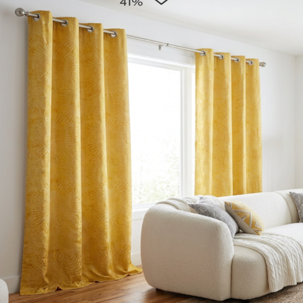 DANIELLE  Pattern Panel Curtain Grommet  Pattern Sunflower Golden Yellow