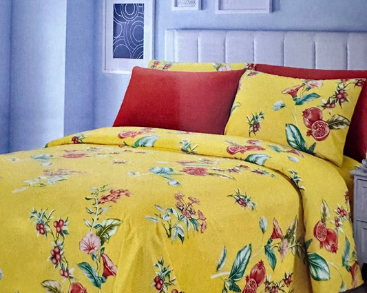Luxury 6 piece Sheet Set  Soft 1800 Print  Yellow Red  QUEEN