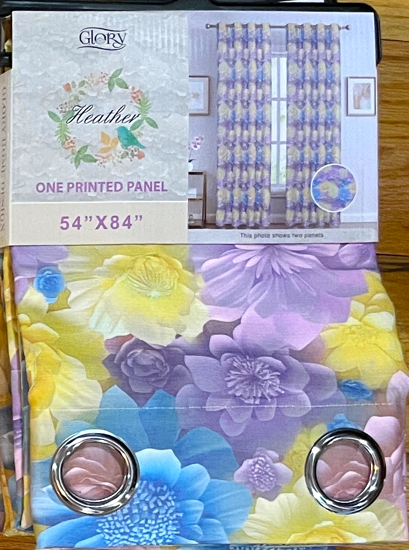 HEATHER FLOWER PURPLE BLUE YELLOW PURPLE  Printed Grommet Panel