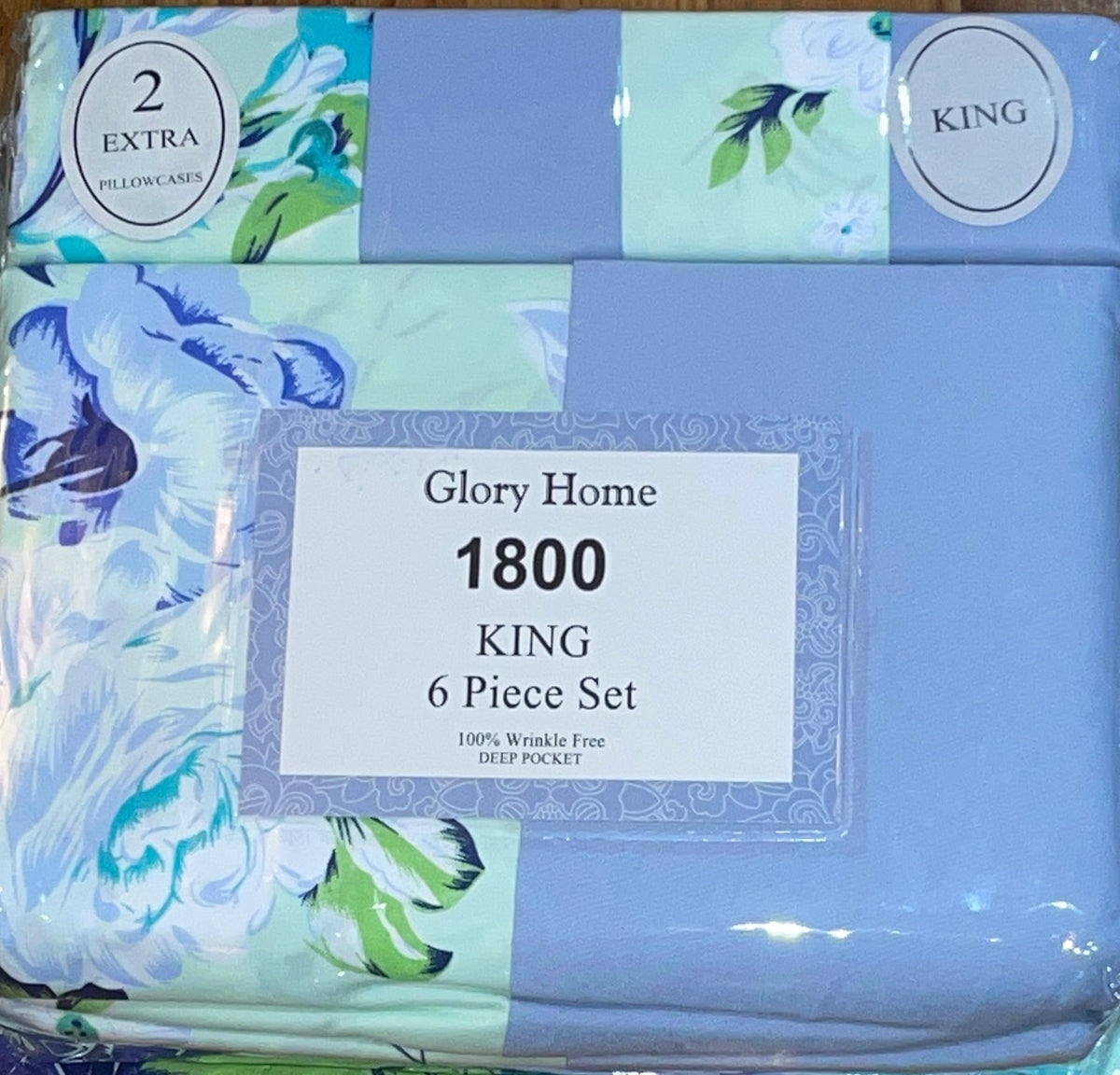 Luxury 6 piece  Print Sheet Set  Soft 1800 Mint Floral Print KING