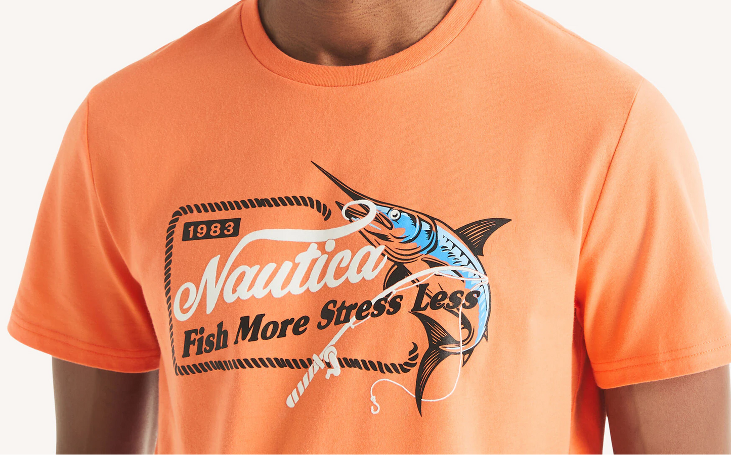 Men's Fish More Graphic T-Shirt Tee cotton Jersey Orange