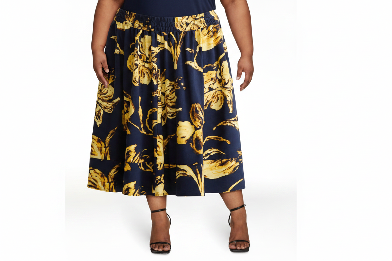 Trendy Women's PLUS Size Women's Tiered Pull-On Skirt