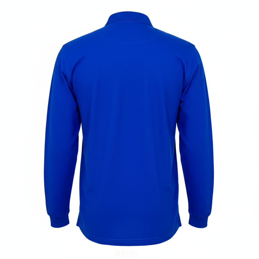 Men's 100% Cotton Long Sleeve Polo  Shirt ROYAL BLUE