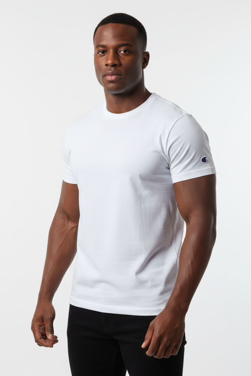 Men's 100% cotton Champion Short Sleeve Logo T-Shirt White