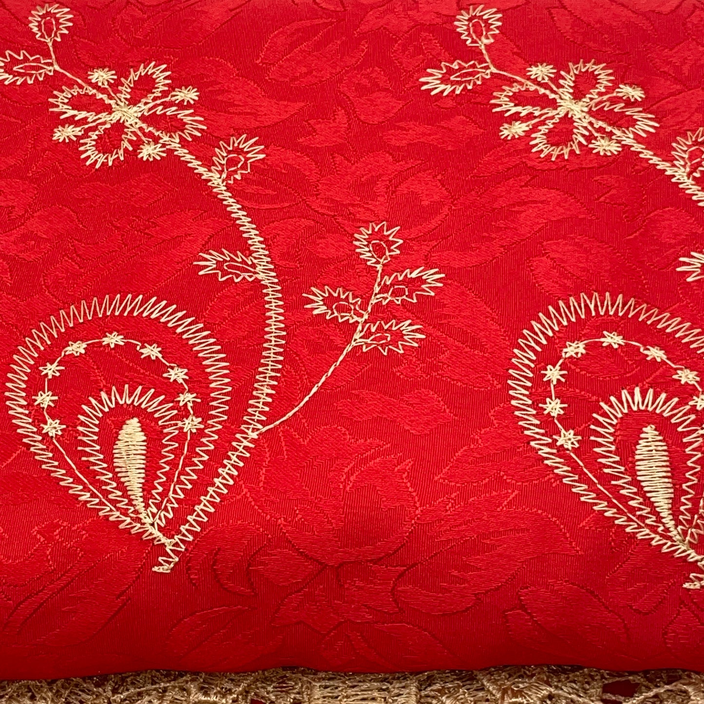 TANIA RED Embroidered Delicate lurex weave Black out  Curtain 54 X 84