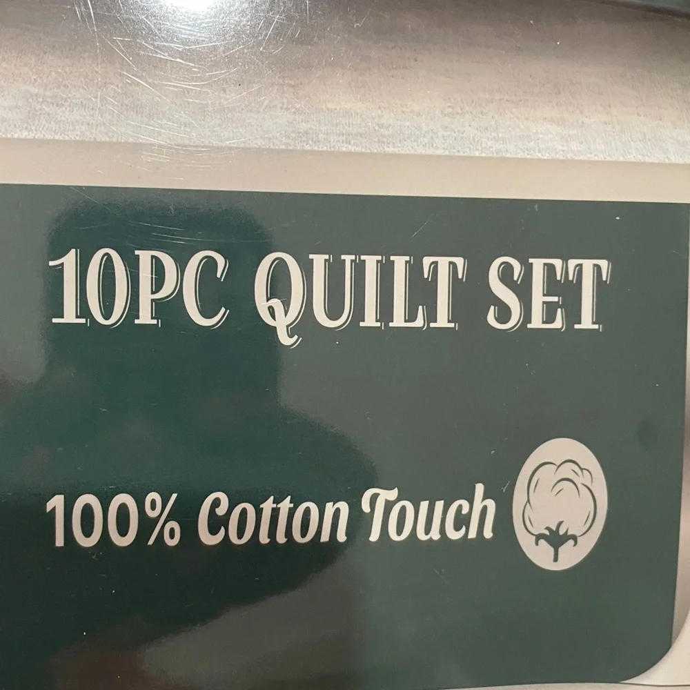 10 Piece LORDES Quilt w Sheet Set W Matching Curtains  KING BLUE GREEN