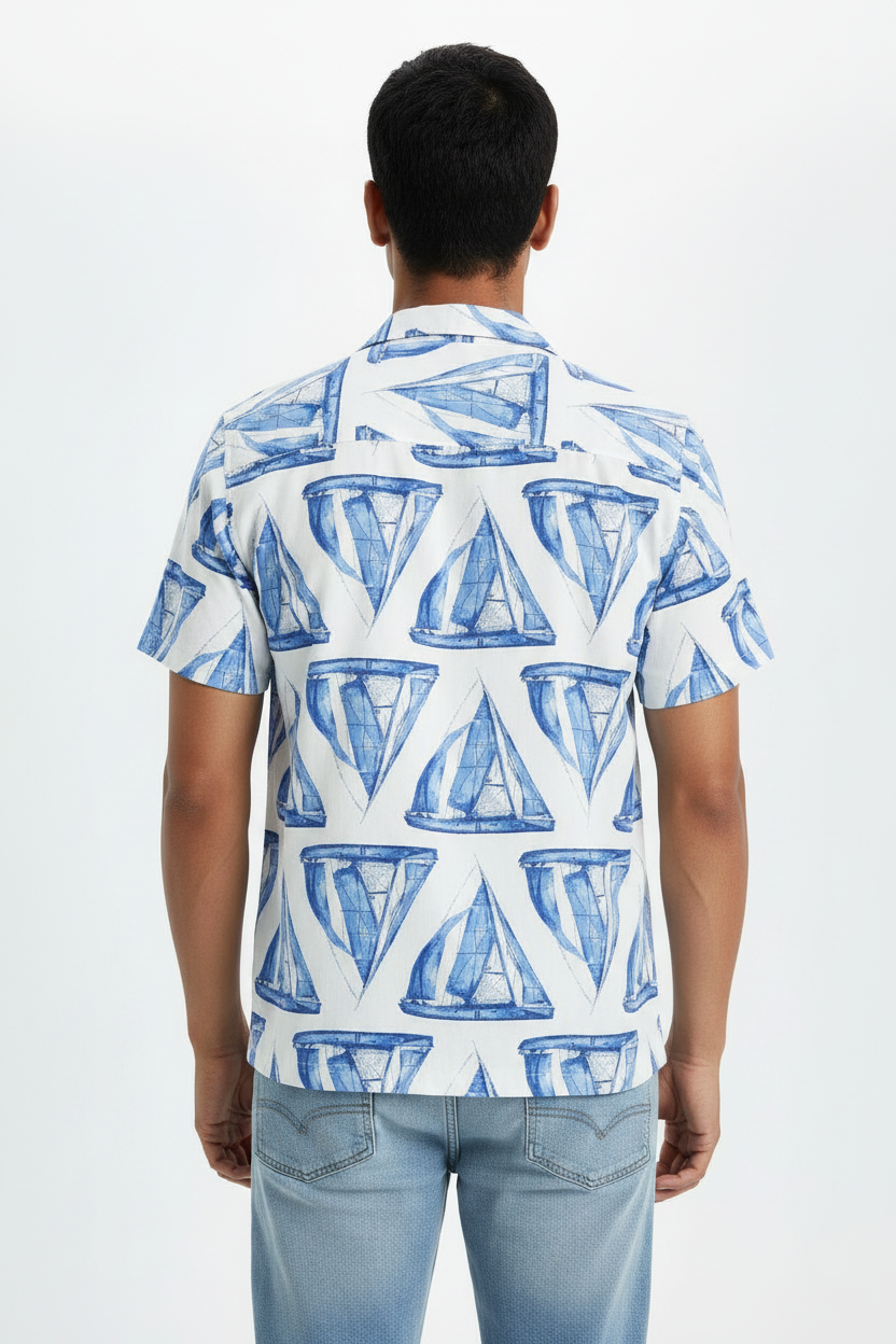 Mens Classic Fit Everyday Shirt Boat Blue  button down Shirt