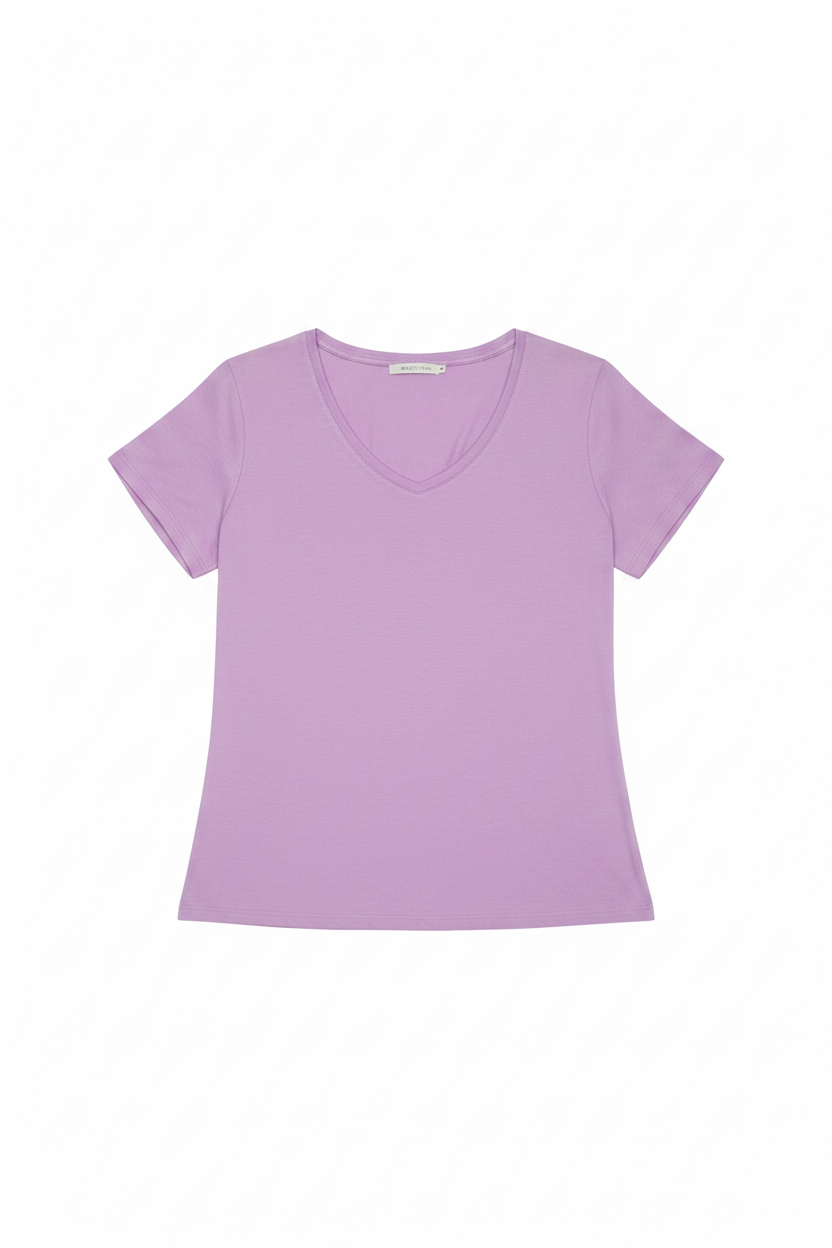Women's Crew Neck 100% Short Sleeve T-Shirt Tee Shirt LILAC PURPLE